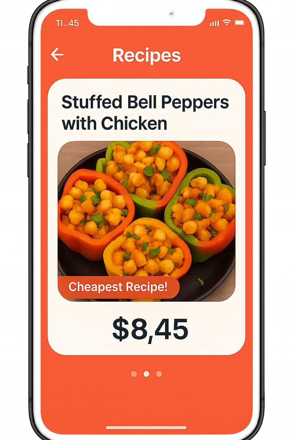 Phone screen showing the Mibori app interface for finding recipes based on local supermarket deals